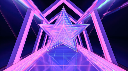 Obraz premium A glowing lines portal star shape in ultraviolet neon was created - generative ai.