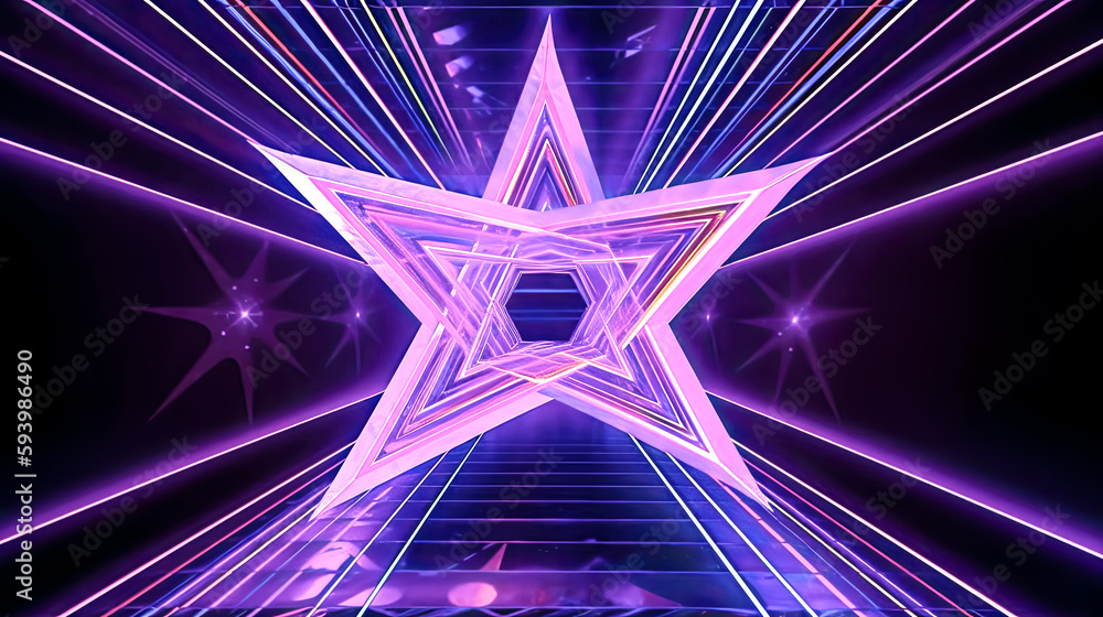 Aufkleber the neon star shape glowed with lines, creating a portal - generative ai