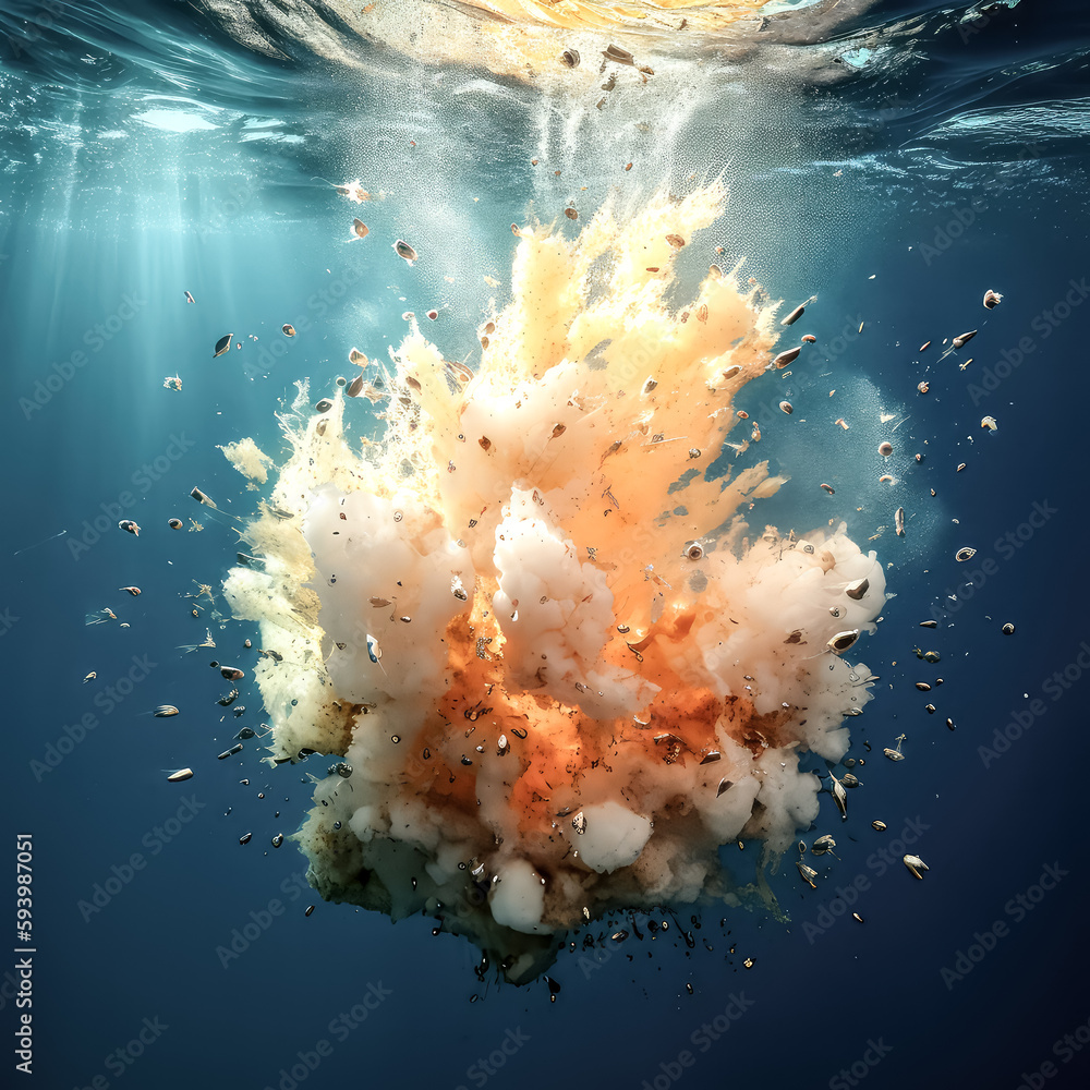 Poster a png file of an underwater explosion was created - generative ai.