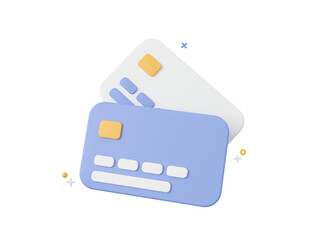 3d cartoon design illustration of Credit cards on pink background, Payments by credit card.
