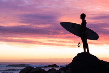 Sunset Surfer Silhouette - 593988249
