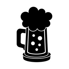 Black and White Cartoon Illustration Vector of a Pint of Beer Lager Cider Alcohol Frothy