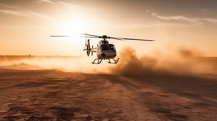Fototapeta na wymiar Helikopter in einer Salzwüste KI