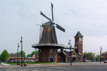 Functioning Dutch Smock Windmill In Little Chute, Wisconsin