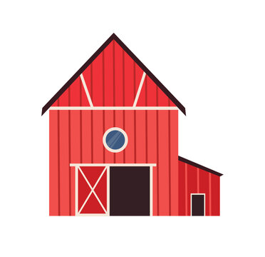 Concept Farm village field garden storehouse granary. This illustration depicts a flat, vector, cartoon-style design of a farm or garden granary or storehouse. Vector illustration.