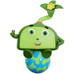 3d cute plant character happy earth day