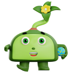 3d cute plant character save planet