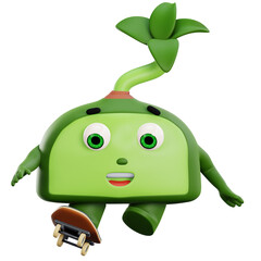 3d cute plant character freestlye skateboard