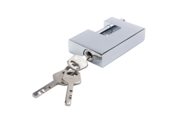 Chrome padlock with key insulated on a white background illustrates the key to success.