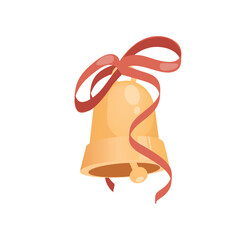 Concept School supplies education bell. The illustration is a flat vector cartoon design of a school bell on a white background. Vector illustration.