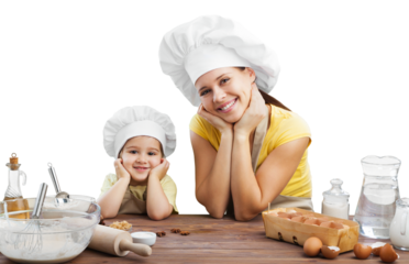 Mother and daughter cookings