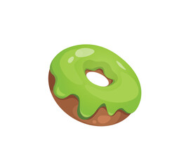 Concept Matcha donut. The illustration is a flat, vector design depicting a delicious matcha donut on a white background. Vector illustration.