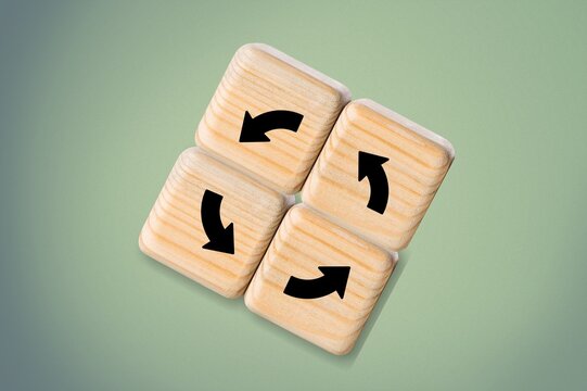 Set of wooden cubes blocks on background