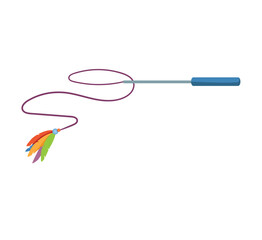 Concept Pet cat toy. The illustration depicts a colorful and playful toy for a cat, designed in a flat, cartoon style with vector graphics. Vector illustration.