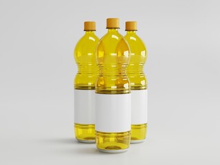Oil bottle 3d rendering with white background 