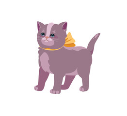 Fototapeta na wymiar Concept Pet cat. The illustration features a cute cat in a flat, vector style. The design is simple yet charming, with a playful cartoon concept. Vector illustration.