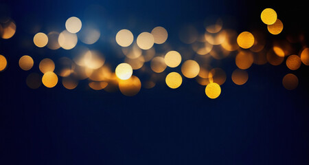 Blurry Bright Warm Lights On Dark Blue Night Background