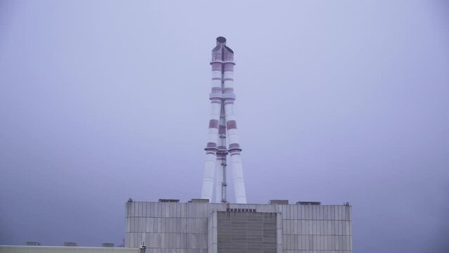 Drone footage of the Ignalina Nuclear Power Plant in Lithuania in winter