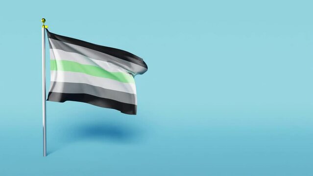 Agender (gender-neutral) flag waving against blue background, 3D render