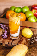 passion fruit smoothies. Juice and smoothie ingredients. Healthy eating / diet concept.
