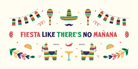Traditional Mexican fiesta vector illustrations
