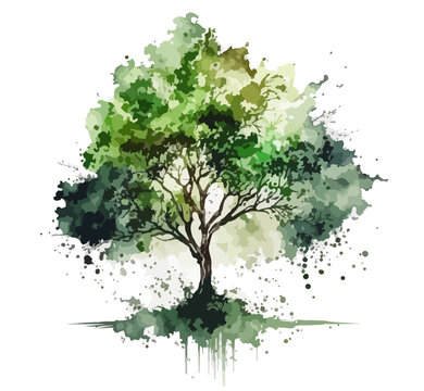 Baum Vektor Wasserfarben Symbol