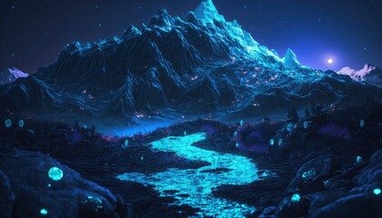 Esoteric Euphoric Late night alien world utopian mountain