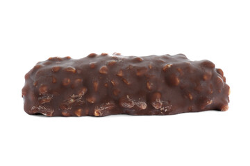 Tasty sweet chocolate bar isolated on white