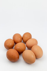 Eggs isolated on white background with clipping path and copy space