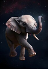 flying elephant in the night sky, ai generated.