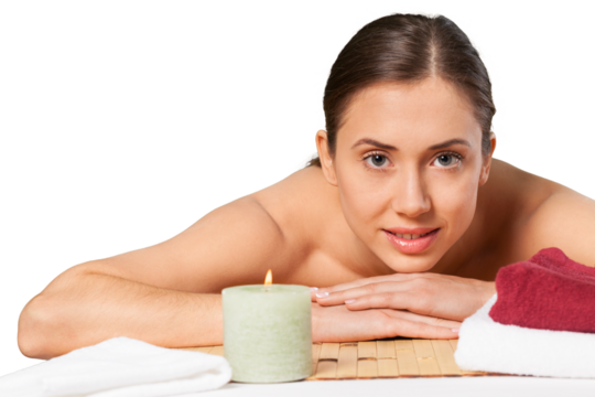 Beautiful and healthy woman relaxing in spa salon
