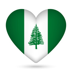 Norfolk Island flag in heart shape. Vector illustration.