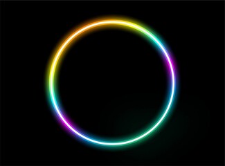 glowing light circle neon effects on black