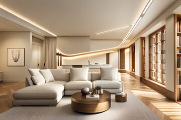 Mockup living room with cream interior.