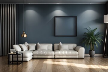 Mock up poster frame in modern interior