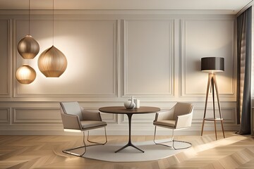 Mockup living room interior with blank wall.