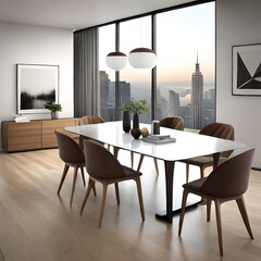 Mock up poster frame in modern interior