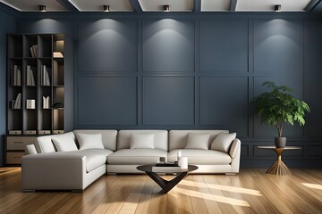 Mockup living room interior with blank wall.