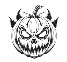 Fototapeta premium Smiling pumpkin for halloween hand drawn sketch illustration