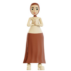 3d hijab character namaste