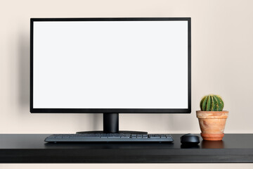 Fototapeta premium Modern Light Neutral Computer Desktop Mockup