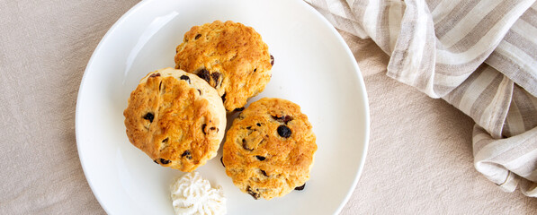 traditional English scones on a light plate