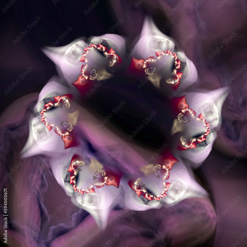 Aufkleber graceful abstract flower on a dark background. abstract fractal background. 3d rendering. 3d illustr