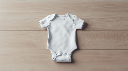 White baby short sleeve bodysuit mockup in minimal. Al generated