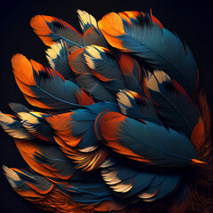 Blue Teal Orange feather Canvas