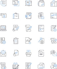 Scripting line icons collection. Automation, Command, Debugging, Efficiency, Execution, Function, Integration vector and linear illustration. Language,Logic,Modularity outline signs set