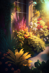 Credible_garden_plants_flowers_colorful_cinematic_lighting