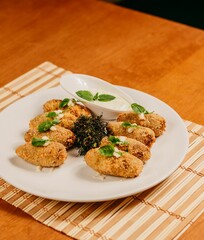 A vertical shot of Arancini