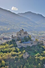 Vertical shot of the Valere Basilica in the city of Sion, Switzerland