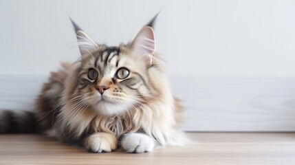 a cat sitting on the floor looking at the camera. Generative Ai